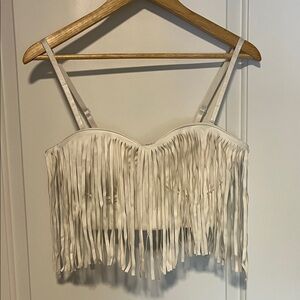 Say What White Fringe Festival Corset Crop Top